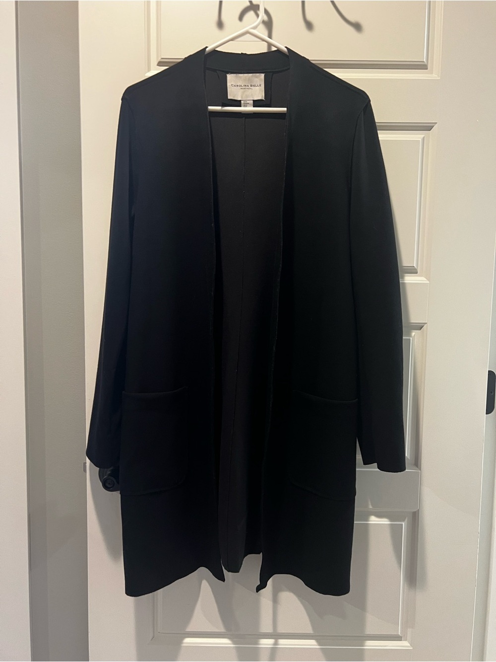 Carolina Belle Black Long Open-Front Blazer